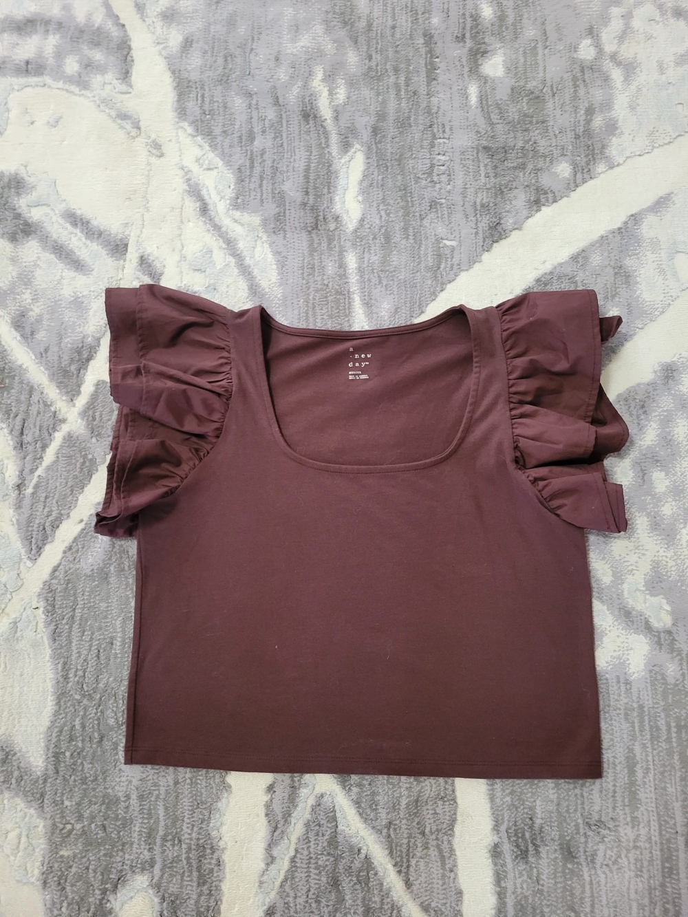 A New Day Women's Ruffle Sleeve Scoop Neck Top Size M